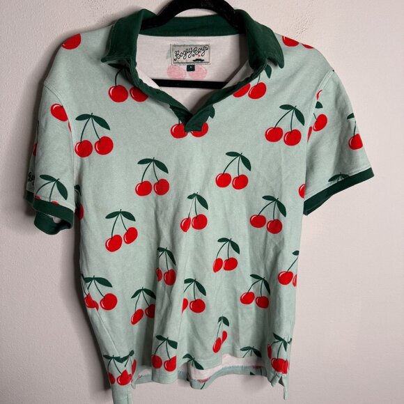 Bogey Boys x Macklemore Unisex Green Cherry Print Golf Polo - Size S Small - Picture 3 of 5